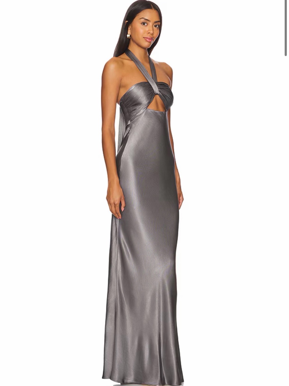 NWT Shona Joy La Lune Ruched Halter Maxi Dress in Graphite Size 6 - Picture 3 of 7